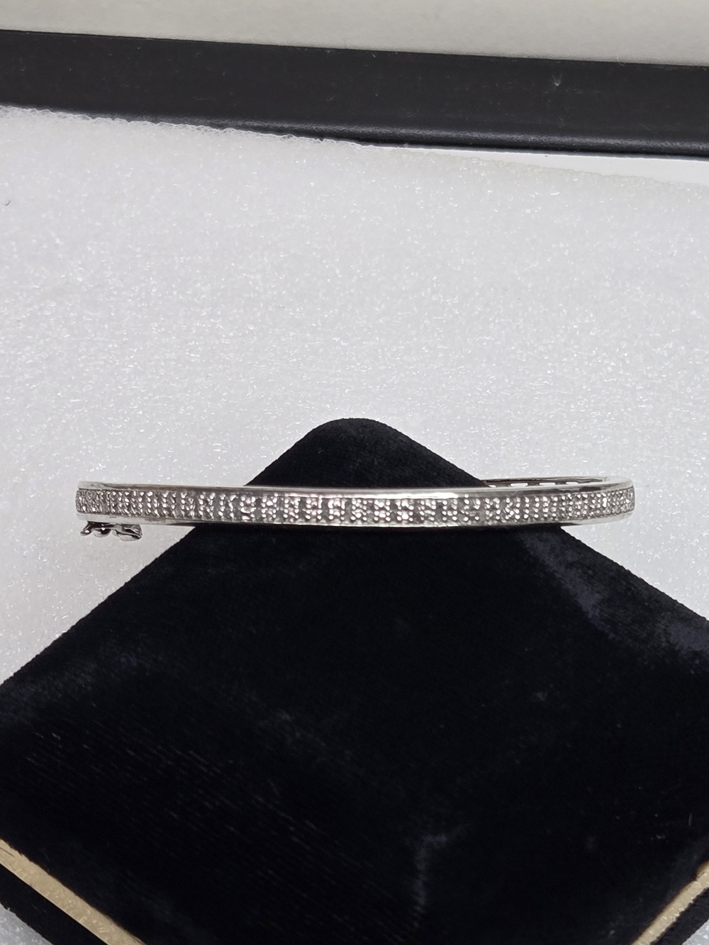 Sterling Silver Diamonds Pave Bangle Bracelet - Silver